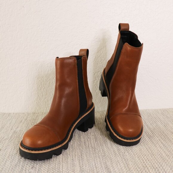 Sorel Joan Now Chelsea Boots Women's 8 Brown Leather Waterproof Lug Sole Block - Picture 16 of 16